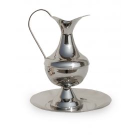 Dzbanek z misą, nikiel polerowany - 19 cm (1) - KOMPLET DO MYCIA RĄK/ KOMPLET DO LAWABO