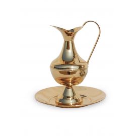 Dzbanek z misą, polerowany, złocony - 19 cm (2) - KOMPLET DO MYCIA RĄK/ KOMPLET DO LAWABO