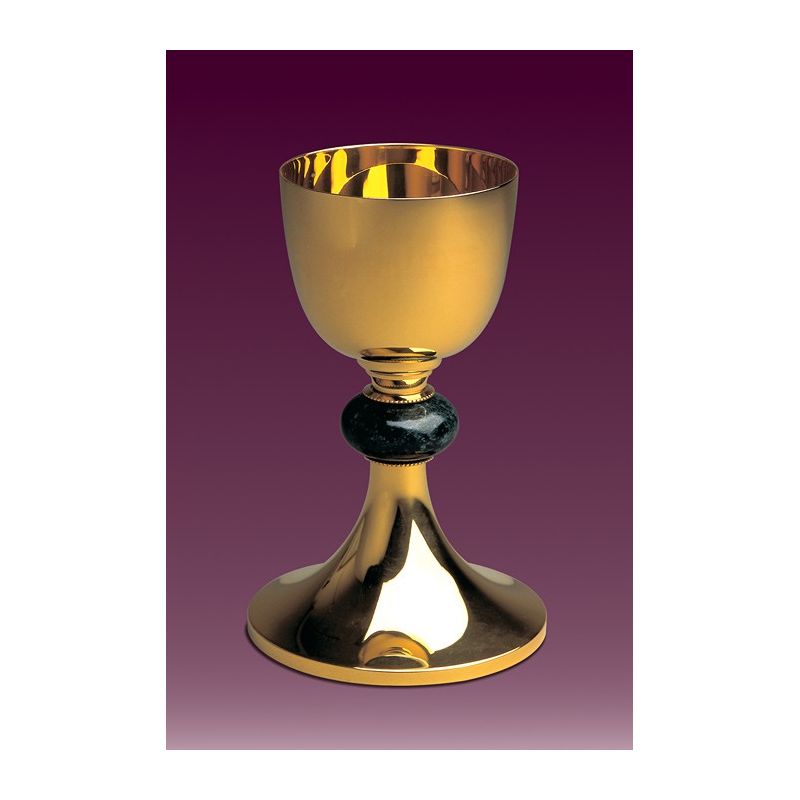 Kielich z marmurem włoskim  w nodusie, gładki lub z grawerem h: 20 cm. - KIELICHY MSZALNE - Kielich z marmurem włoskim  w nodusie, gładki h: 20 cm.