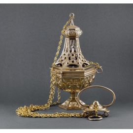 Trybularz mosiężny odlewany wys. 26 cm - TRYBULARZE, ŁÓDKI - zdjęcie 2 - Trybularz mosiężny odlewany wys. 26 cm