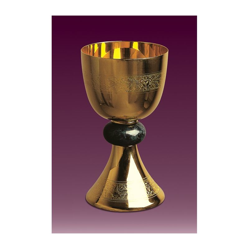 Kielich z marmurem włoskim  w nodusie, zdobiony grawerunkiem lub bez graweruh: 17,5 cm - KIELICHY MSZALNE - Kielich z marmurem włoskim  w nodusie, zdobiony grawerunkiem h: 19 cm.