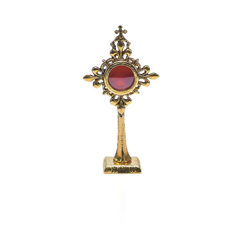 Relikwiarz z brązu, pozłacany 19,5 cm - RELIKWIARZE - Relikwiarz z brązu, pozłacany 19,5 cm