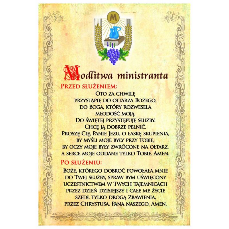 Modlitwa ministranta - plakat - BIURO PARAFIALNE - Modlitwa ministranta - plakat