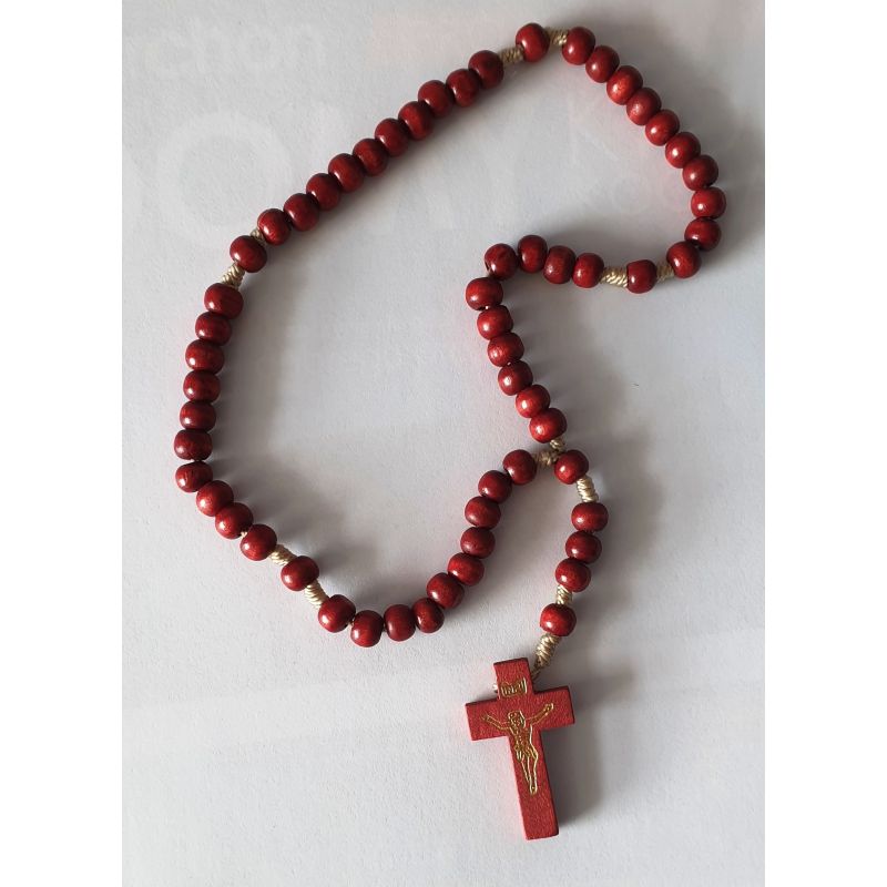 Różaniec drewniany bordo - RÓŻAŃCE, KORONKI, TAJEMNICE RÓŻAŃCOWE - Różaniec drewniany bordo