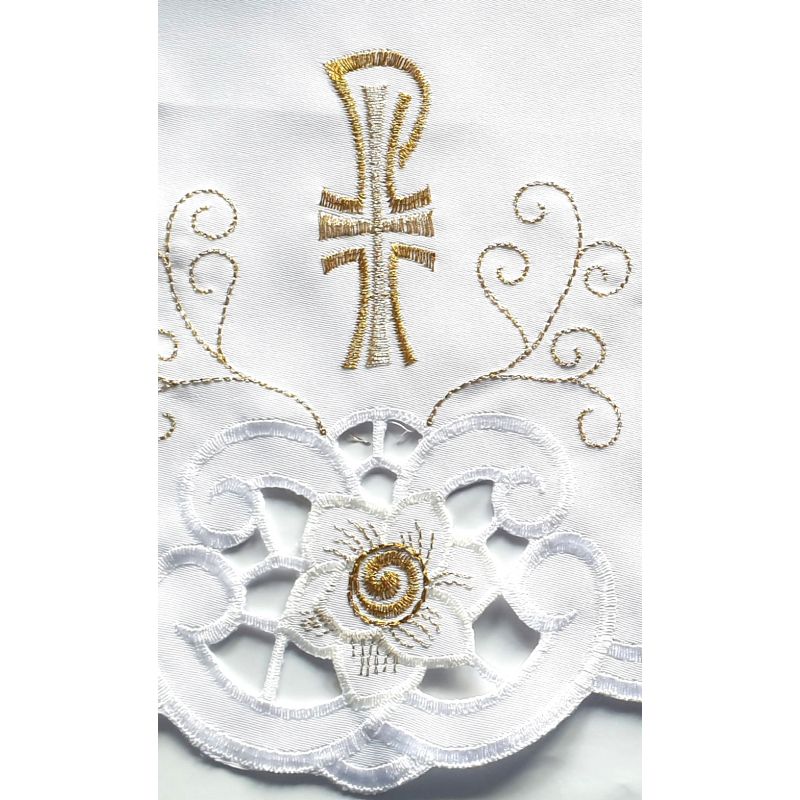 Obrus ołtarzowy haftowany - wzór eucharystyczny (129) - OBRUSY OŁTARZOWE - Obrus ołtarzowy haftowany - wzór eucharystyczny (129)