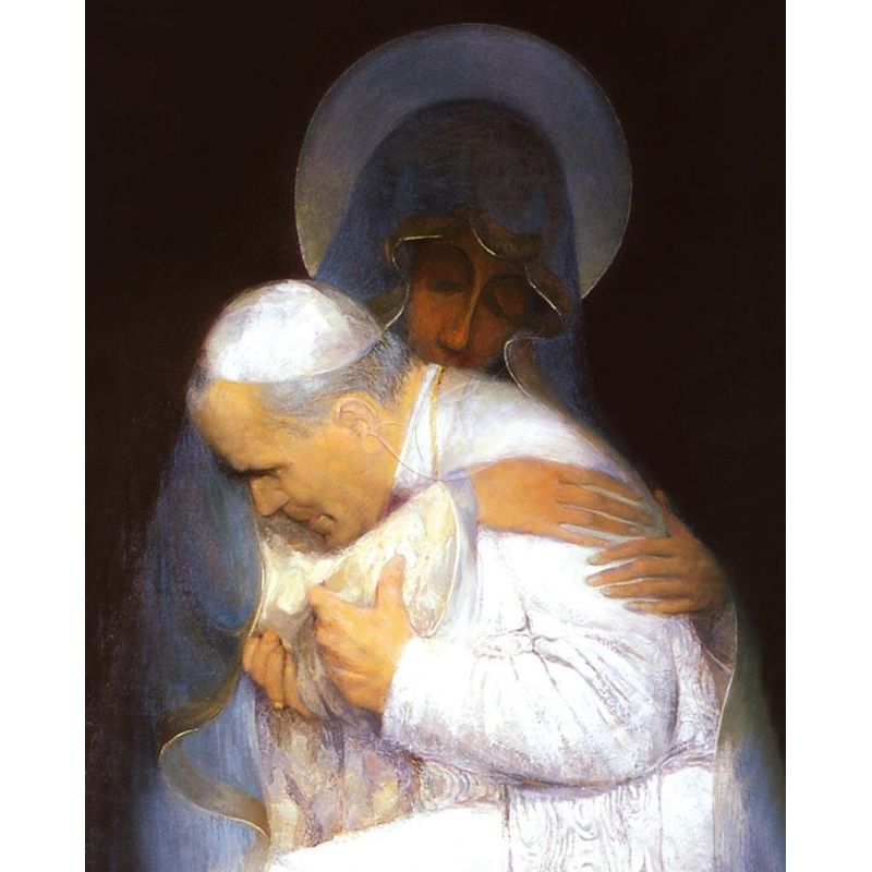Obrazek 20x25 - Św. Jan Paweł II i Matka Boża - OBRAZY RELIGIJNE - Obrazek 20x25 - Św. Jan Paweł II i Matka Boża