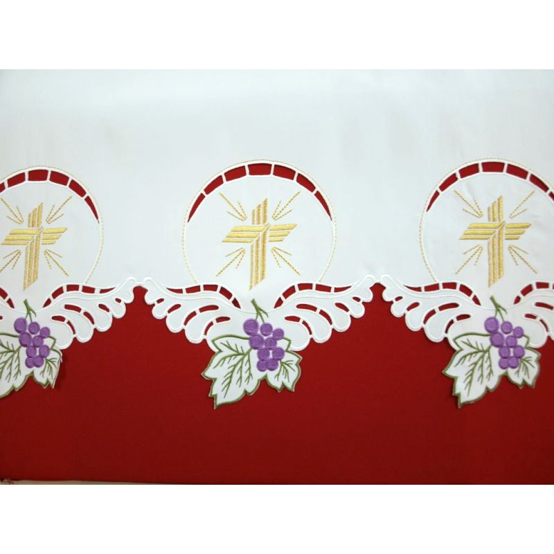 Obrus ołtarzowy haftowany - wzór eucharystyczny (105) - OBRUSY OŁTARZOWE - Obrus ołtarzowy haftowany - wzór eucharystyczny (105)
