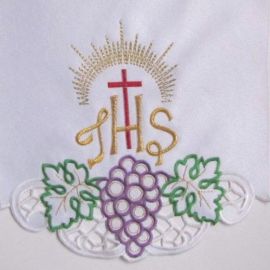 Obrus ołtarzowy haftowany - wzór eucharystyczny (148) - OBRUSY OŁTARZOWE - zdjęcie 2 - Obrus ołtarzowy haftowany - wzór eucharystyczny (148)