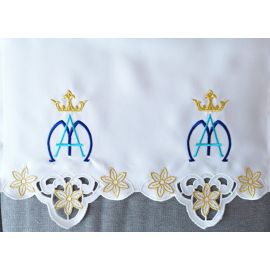 Obrus ołtarzowy haftowany - wzór maryjny (167) - OBRUSY OŁTARZOWE