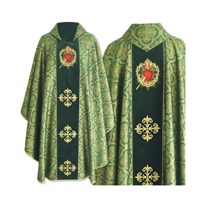 Ornat gotycki haftowane serce, pas aksamit - SZATY LITURGICZNE - Ornat gotycki haftowane serce, pas aksamit