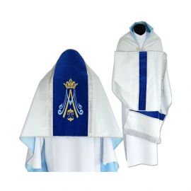Welon liturgiczny srebrny brokat - pasy aksamitne - WELONY