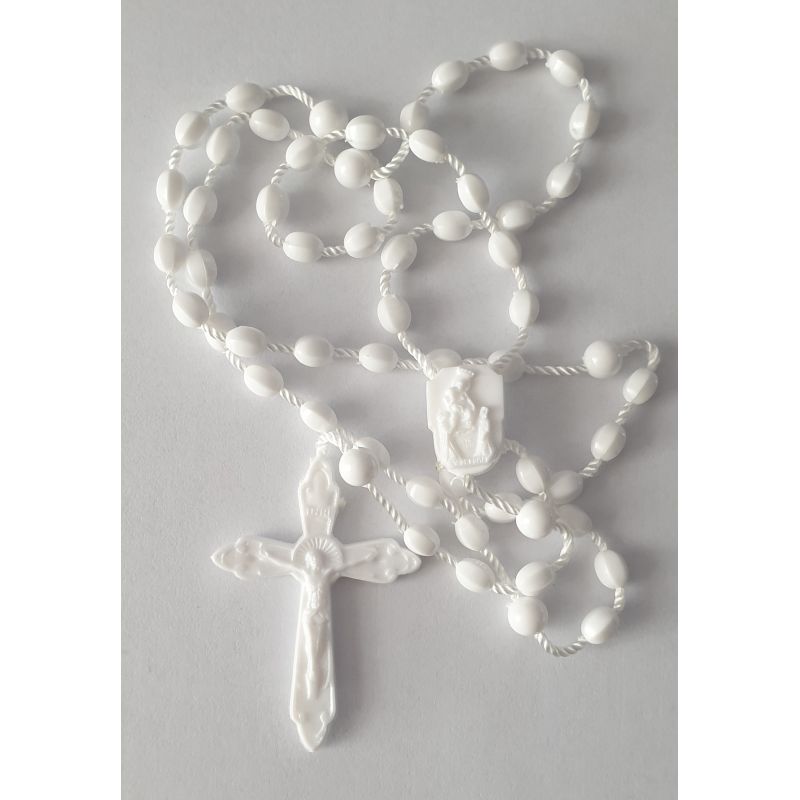 Różaniec plastikowy model white - RÓŻAŃCE, KORONKI, TAJEMNICE RÓŻAŃCOWE - Różaniec plastikowy model white