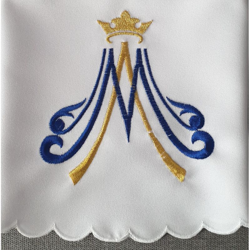 Serweta wzór maryjny koło śr. 60 cm (2) - OBRUSY OŁTARZOWE - Serweta wzór maryjny koło śr. 60 cm (2)