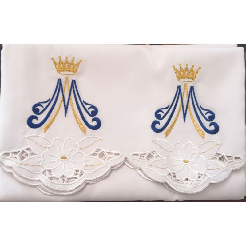 Obrus ołtarzowy haftowany - wzór Maryjny (53) - OBRUSY OŁTARZOWE - Obrus ołtarzowy haftowany - wzór Maryjny (53)