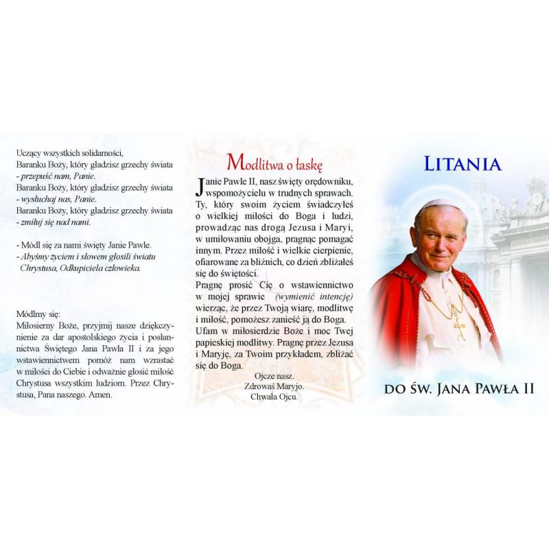 Folder składany Litania do Św. Jana Pawła II - Folder religijny - Folder składany Litania do Św. Jana Pawła II