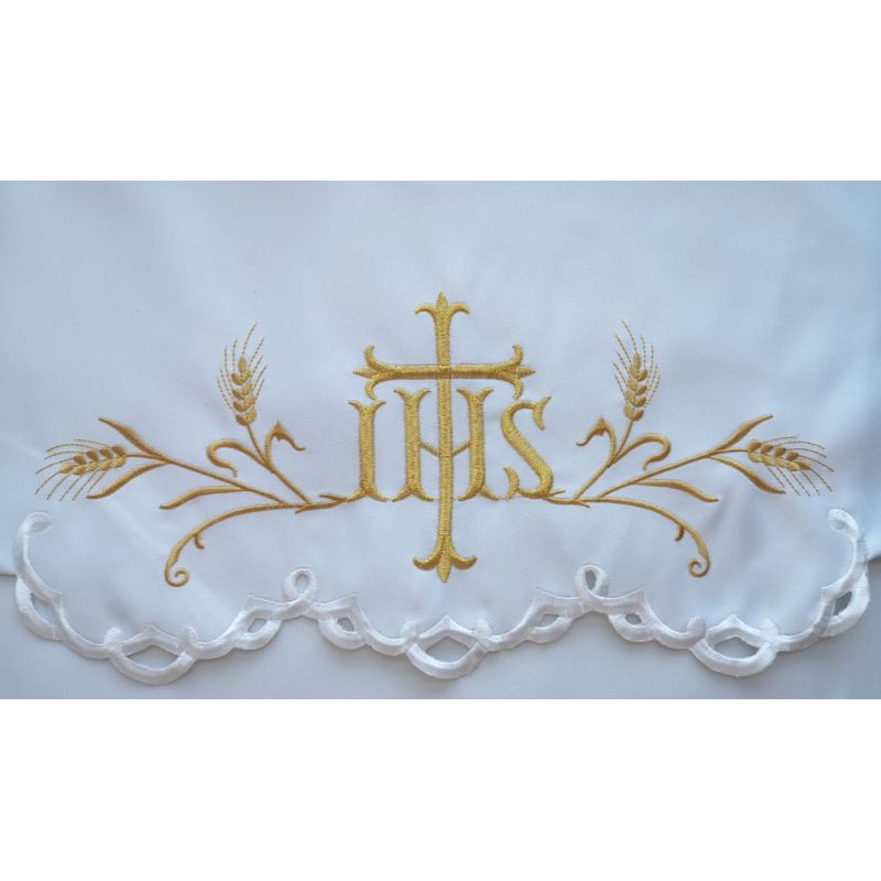 Obrus ołtarzowy haftowany - wzór eucharystyczny (179) - OBRUSY OŁTARZOWE - Obrus ołtarzowy haftowany - wzór eucharystyczny (179)