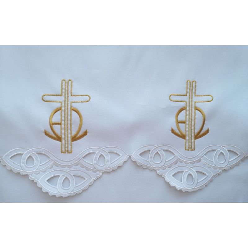 Obrus ołtarzowy haftowany - wzór eucharystyczny (180) - OBRUSY OŁTARZOWE - Obrus ołtarzowy haftowany - wzór eucharystyczny (180)