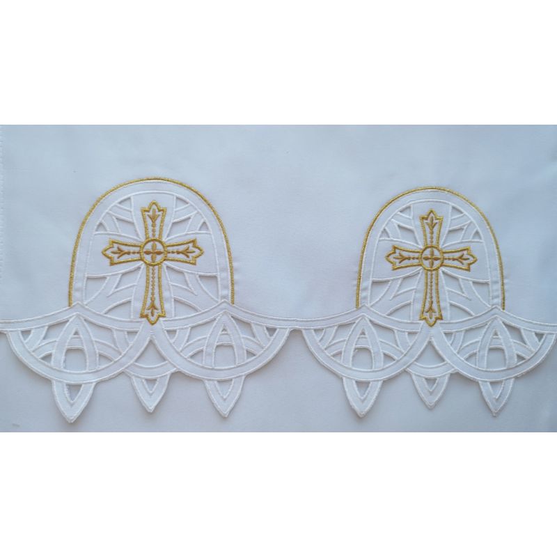 Obrus ołtarzowy haftowany - wzór eucharystyczny (181) - OBRUSY OŁTARZOWE - Obrus ołtarzowy haftowany - wzór eucharystyczny (181)