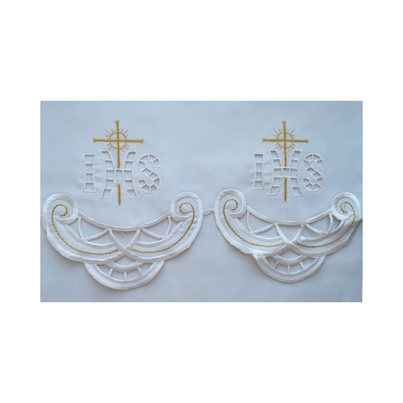Obrus ołtarzowy haftowany - wzór eucharystyczny (185) - OBRUSY OŁTARZOWE - Obrus ołtarzowy haftowany - wzór eucharystyczny (185)