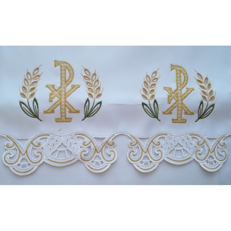 Obrus ołtarzowy haftowany - wzór eucharystyczny (188) - OBRUSY OŁTARZOWE - Obrus ołtarzowy haftowany - wzór eucharystyczny (188)