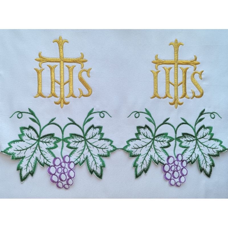 Obrus ołtarzowy haftowany - wzór eucharystyczny (189) - OBRUSY OŁTARZOWE - Obrus ołtarzowy haftowany - wzór eucharystyczny (189)
