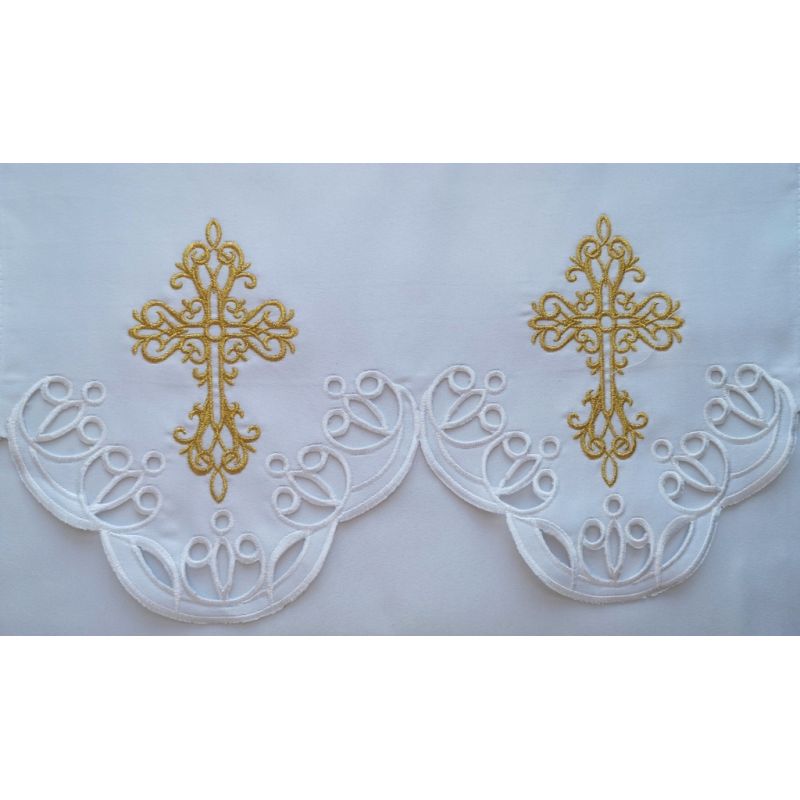 Obrus ołtarzowy haftowany - wzór eucharystyczny (190) - OBRUSY OŁTARZOWE - Obrus ołtarzowy haftowany - wzór eucharystyczny (190)