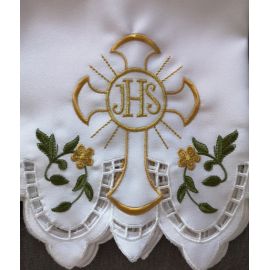 Obrus ołtarzowy haftowany - wzór eucharystyczny (135) - OBRUSY OŁTARZOWE - zdjęcie 3 - Obrus ołtarzowy haftowany - wzór eucharystyczny (135)