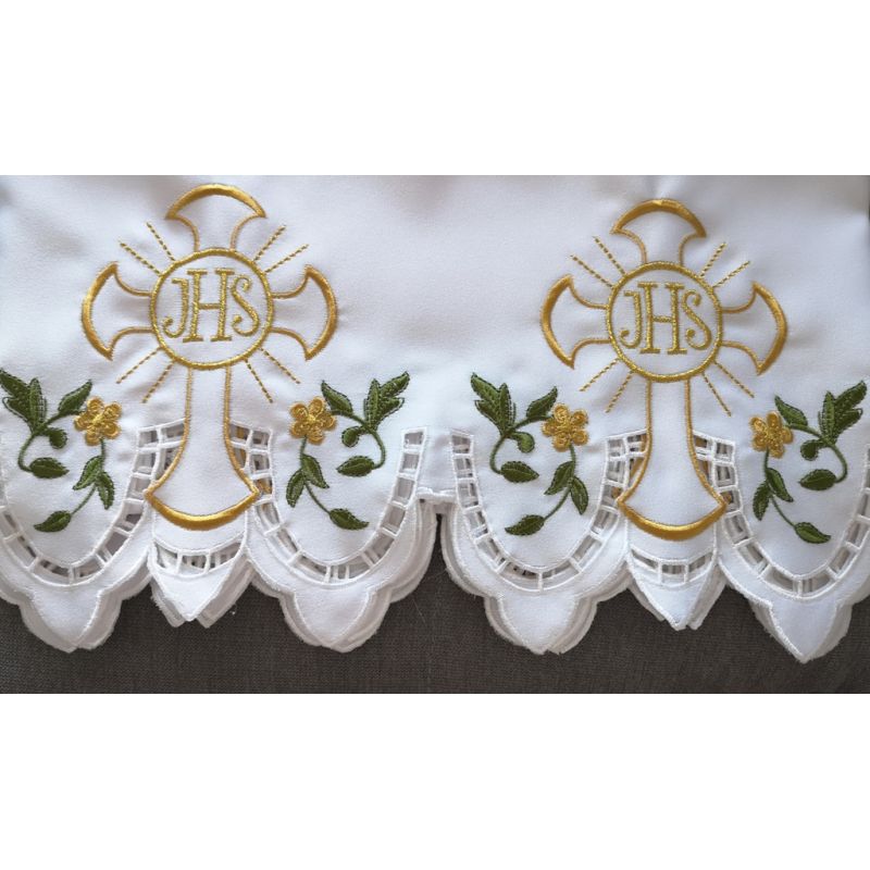 Obrus ołtarzowy haftowany - wzór eucharystyczny (135) - OBRUSY OŁTARZOWE - Obrus ołtarzowy haftowany - wzór eucharystyczny (135)