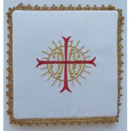 Palka haftowana IHS + czerwony krzyż (3) - kolor biały, srebrny