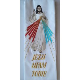 Stuła haftowana  Jezus Miłosierny, Święta Faustyna - Z POSTACIAMI