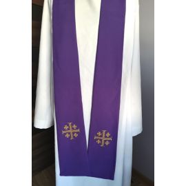 Stuła fioletowa Krzyż Jerozolimski do koncelebry - KONCELEBRA - zdjęcie 2 - Stuła fioletowa Krzyż Jerozolimski do koncelebry
