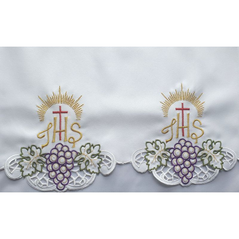 Obrus ołtarzowy haftowany - wzór eucharystyczny (148) - OBRUSY OŁTARZOWE - Obrus ołtarzowy haftowany - wzór eucharystyczny (148)