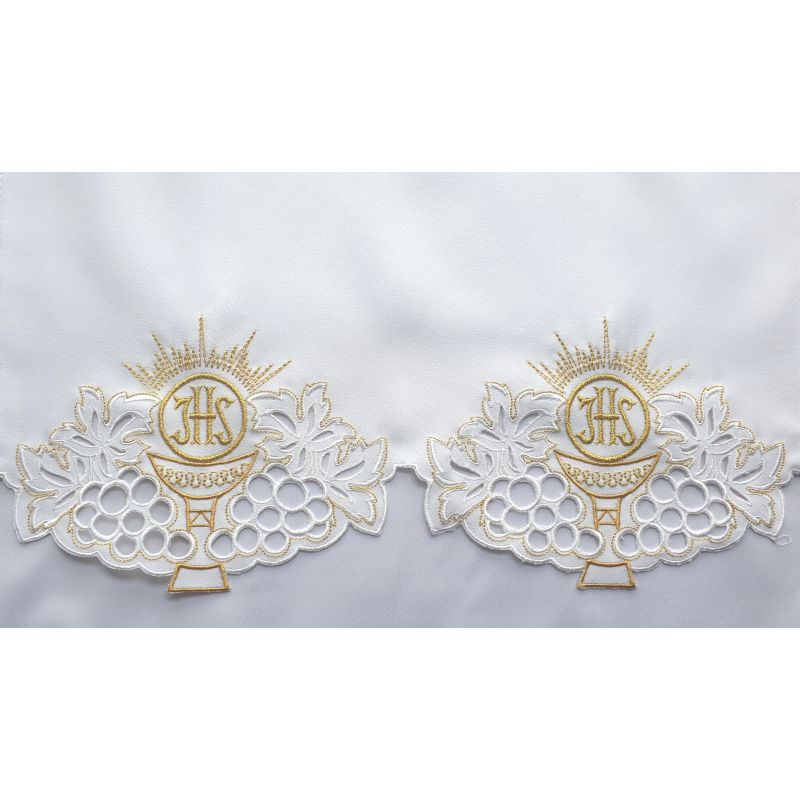 Obrus ołtarzowy haftowany - wzór eucharystyczny (100) - OBRUSY OŁTARZOWE - Obrus ołtarzowy haftowany - wzór eucharystyczny (100)