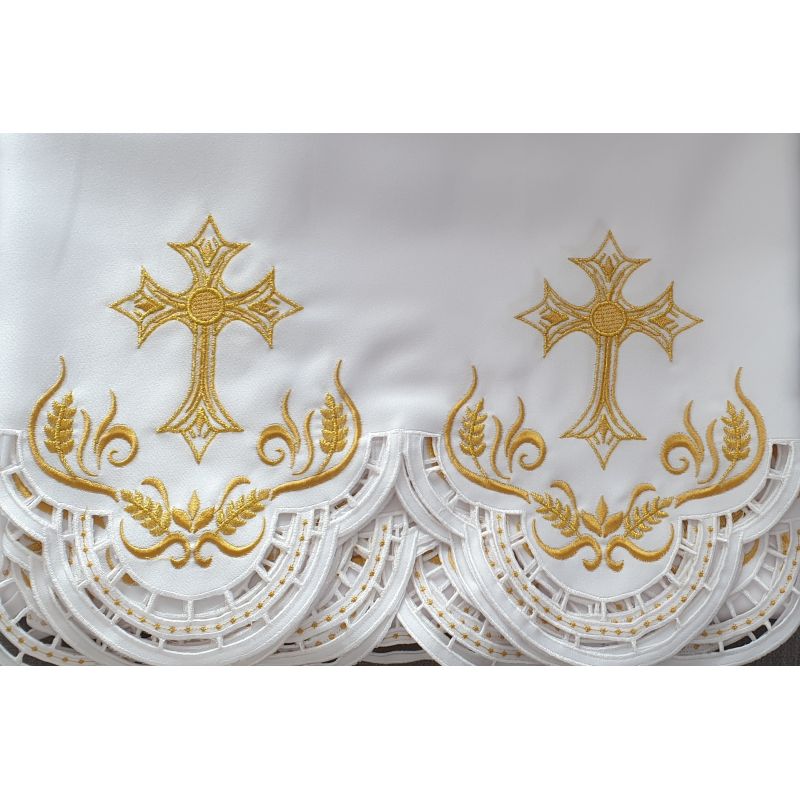 Obrus ołtarzowy haftowany - wzór eucharystyczny (104) - OBRUSY OŁTARZOWE - Obrus ołtarzowy haftowany - wzór eucharystyczny (104)