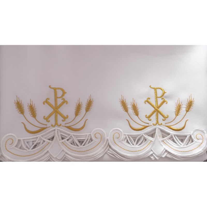Obrus ołtarzowy haftowany - wzór eucharystyczny (101) - OBRUSY OŁTARZOWE - Obrus ołtarzowy haftowany - wzór eucharystyczny (101)