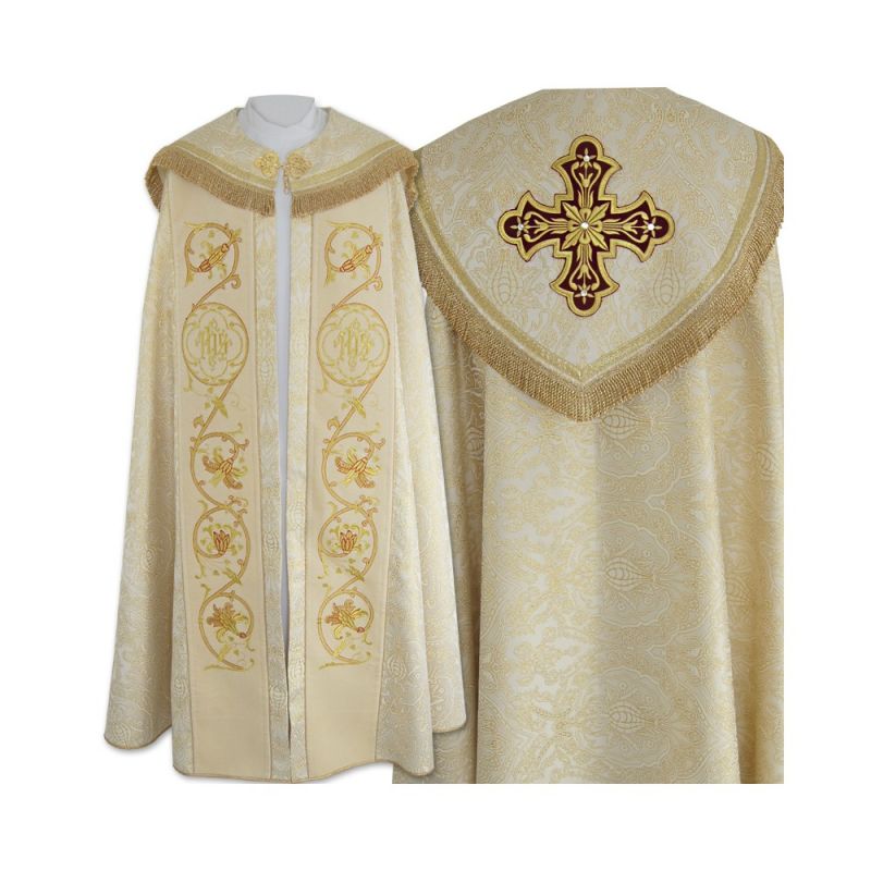 Kapa haftowana wzór gotycki - tkanina brokat (52) - KAPY LITURGICZNE - Kapa haftowana wzór gotycki - tkanina brokat (52)