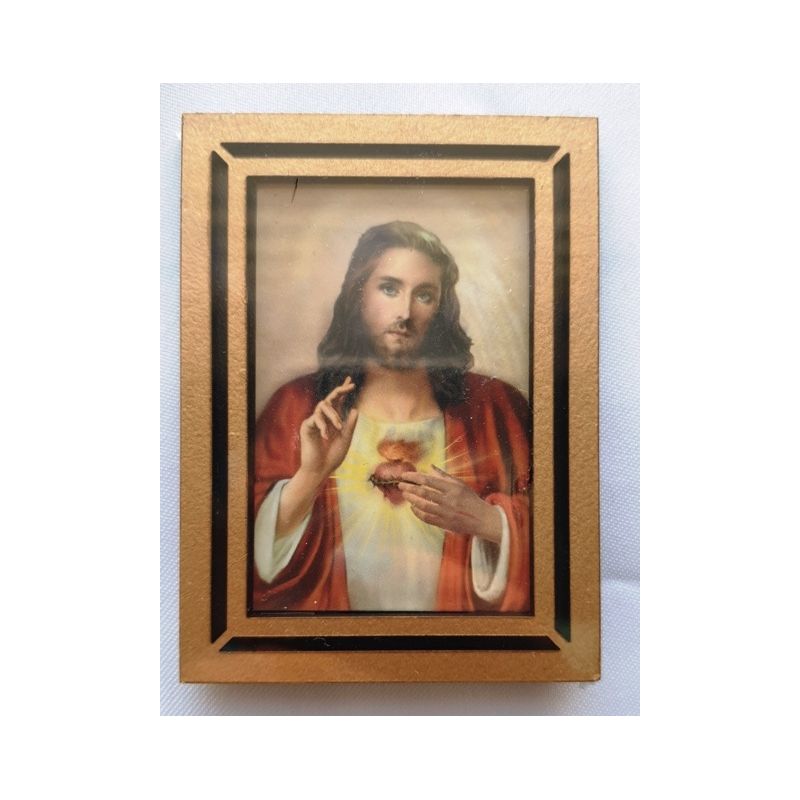 Mały drewniany obrazek Serce Pana Jezusa - OBRAZY RELIGIJNE - Mały drewniany obrazek Serce Pana Jezusa