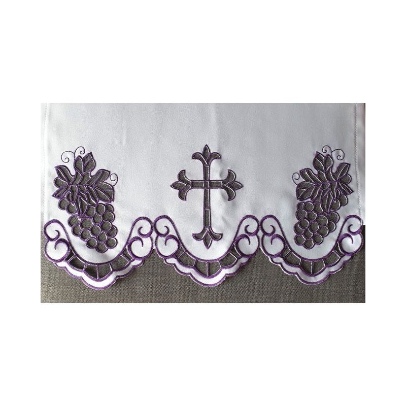 Obrus ołtarzowy haftowany - wzór eucharystyczny (196) - OBRUSY OŁTARZOWE - Obrus ołtarzowy haftowany - wzór eucharystyczny (196)