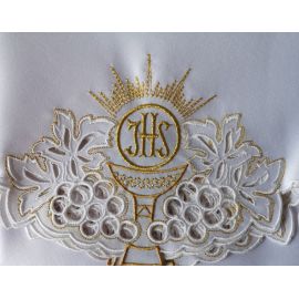 Obrus ołtarzowy haftowany - wzór eucharystyczny (100) - OBRUSY OŁTARZOWE - zdjęcie 3 - Obrus ołtarzowy haftowany - wzór eucharystyczny (100)