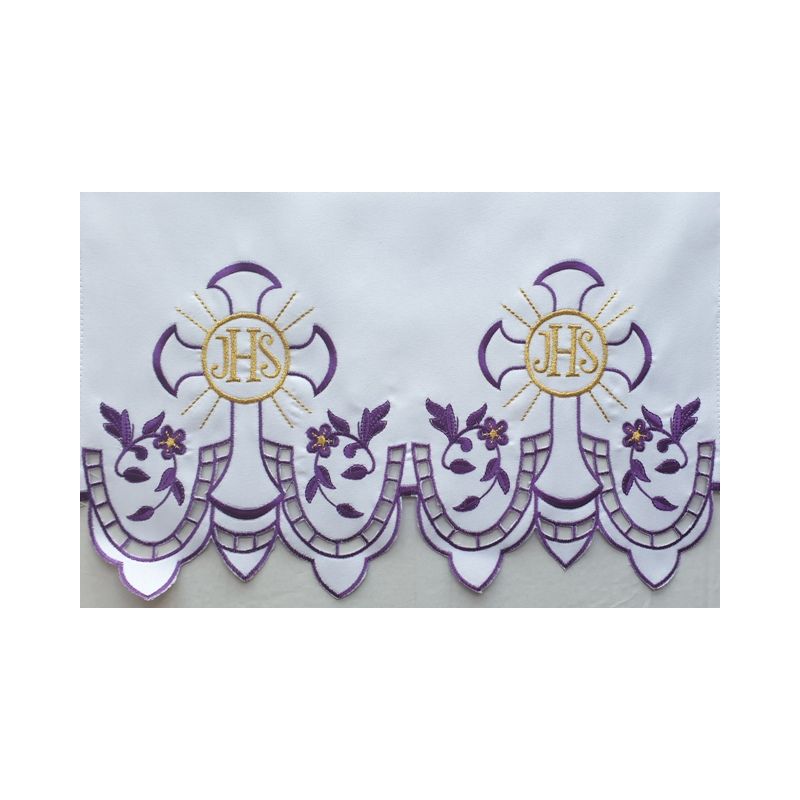 Obrus ołtarzowy haftowany - wzór eucharystyczny (201) - OBRUSY OŁTARZOWE - Obrus ołtarzowy haftowany - wzór eucharystyczny (201)