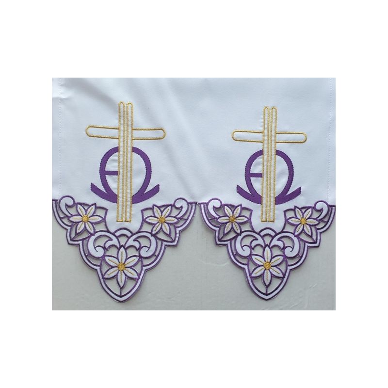 Obrus ołtarzowy haftowany - wzór eucharystyczny (208) - OBRUSY OŁTARZOWE - Obrus ołtarzowy haftowany - wzór eucharystyczny (208)