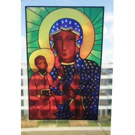 Witraż magnetyczny - Obraz Matki Bożej Jasnogórskiej - Witraże magnetyczne na szybę