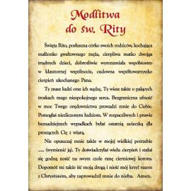 Święta Rita - Ikona dwustronna z modlitwą format A5 - Ikony z  tektury introligatorskiej. - zdjęcie 2 - Święta Rita - Ikona dwustronna z modlitwą format A5