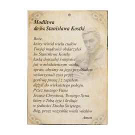 Święty Stanisław Kostka - Ikona dwustronna z modlitwą format A5 - Ikony z  tektury introligatorskiej. - zdjęcie 2 - Święty Stanisław Kostka - Ikona dwustronna z modlitwą format A5