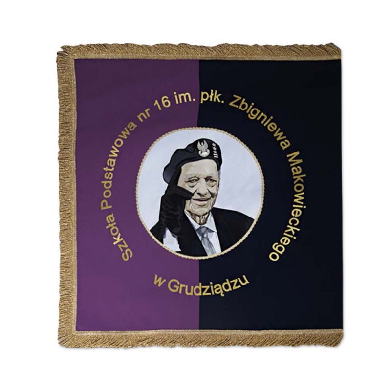 Sztandar z frędzlami i haftem (wojskowy) - CHORĄGWIE, SZTANDARY - Sztandar z frędzlami i haftem (wojskowy)