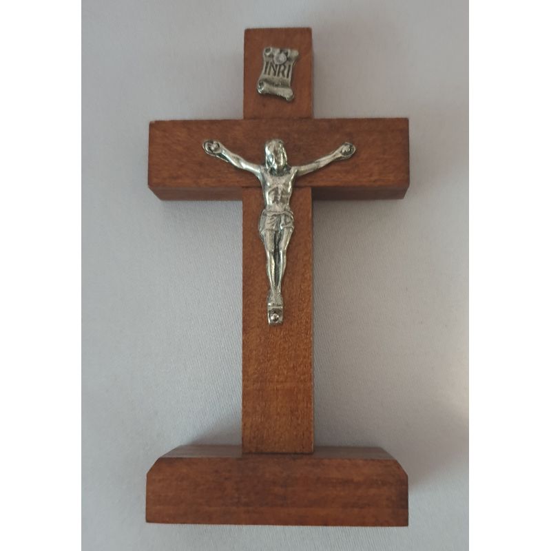 Krzyżyk drewniany stojący ciemny brąz 10x5 cm - KRZYŻE, KRZYŻYKI - Krzyżyk drewniany stojący ciemny brąz 10x5 cm
