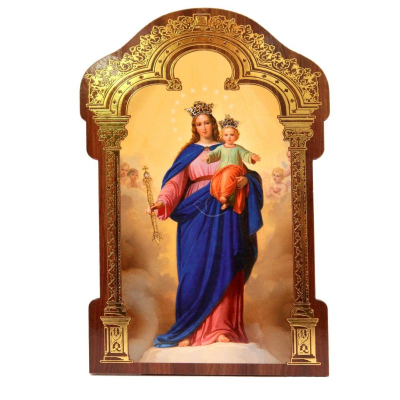 Obrazek HDF z złotą ramką Matka Boża Wspomożycielka (2) - Obrazek religijny płyta HDF - Obrazek HDF z złotą ramką Matka Boża Wspomożycielka (2)