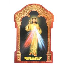 Obrazek HDF ze złotą ramką Jezu Ufam Tobie - Obrazek religijny płyta HDF