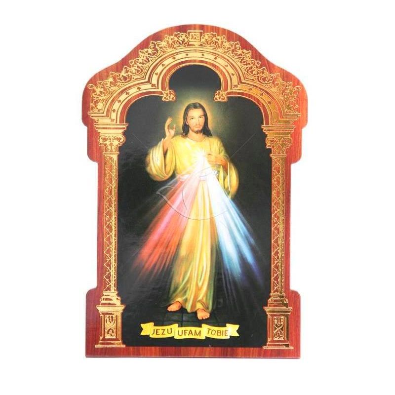 Obrazek HDF ze złotą ramką Jezu Ufam Tobie - Obrazek religijny płyta HDF - Obrazek HDF ze złotą ramką Jezu Ufam Tobie