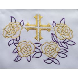 Obrus ołtarzowy haftowany - wzór eucharystyczny (210) - OBRUSY OŁTARZOWE - zdjęcie 2 - Obrus ołtarzowy haftowany - wzór eucharystyczny (210)